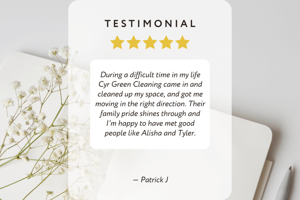 Bangor house cleaning testimonial from a happy client