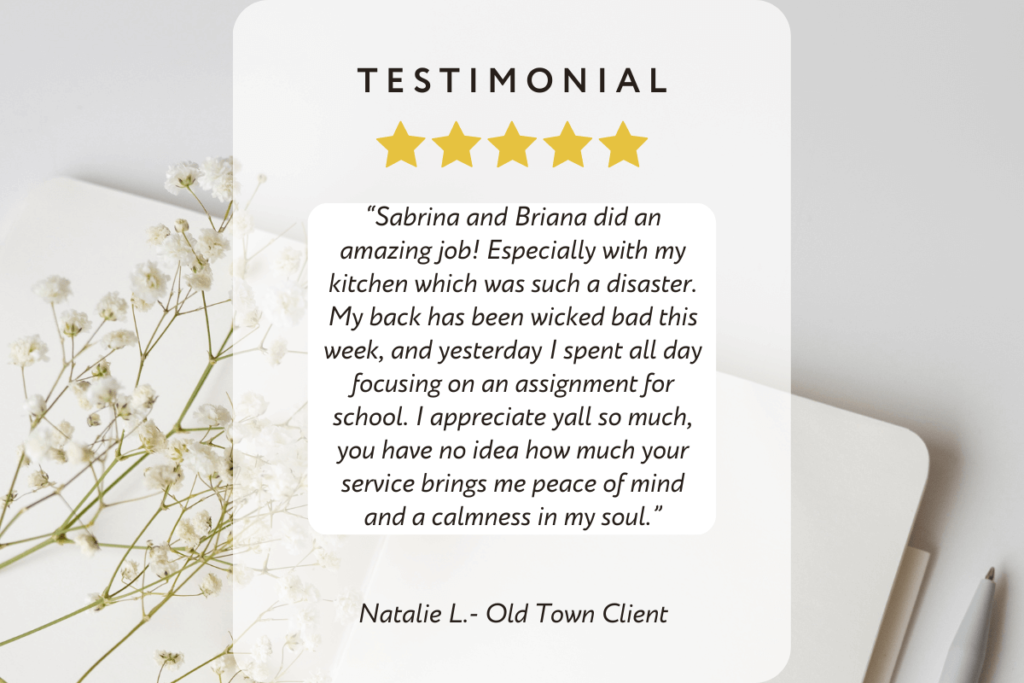 5 star Orono house cleaning service testimonial.